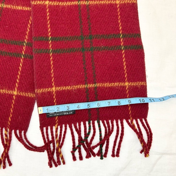 Røros Tweed Red Tartan Plaid Wool Scarf - Picture 4 of 6